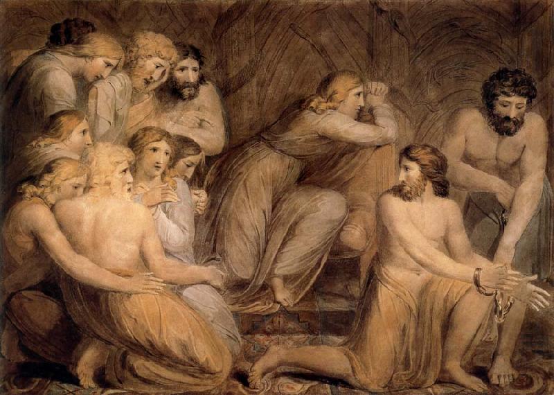 William Blake Joseflast Simeon tie up oil painting image